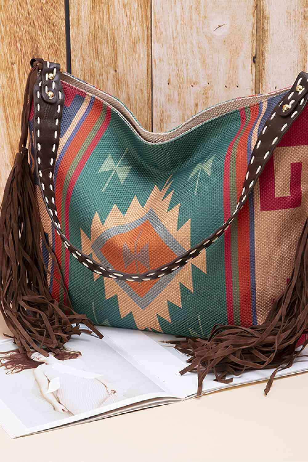 Geometric Canvas Tote Bag - Trendsi - Flyclothing LLC