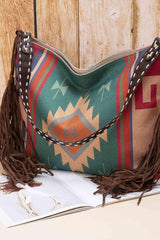 Geometric Canvas Tote Bag - Trendsi