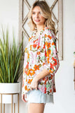Floral Notched Neck Balloon Sleeve Blouse - Trendsi - Flyclothing LLC