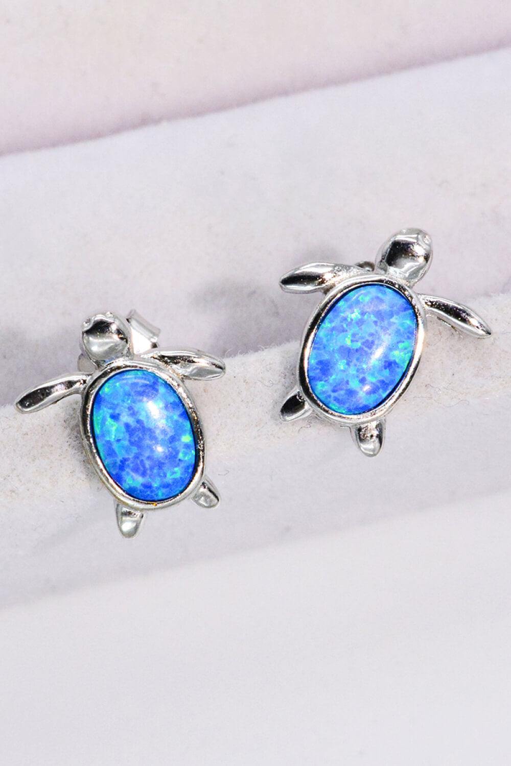 Opal Turtle Stud Earrings - Trendsi