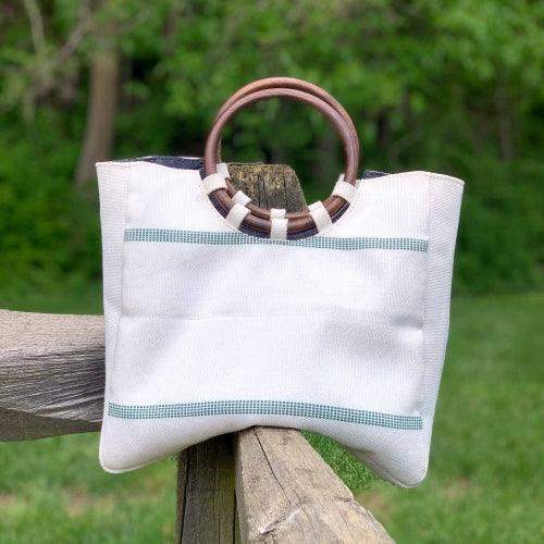 Firehose Wood Handled White Bag - Beaurer Creations - Flyclothing LLC