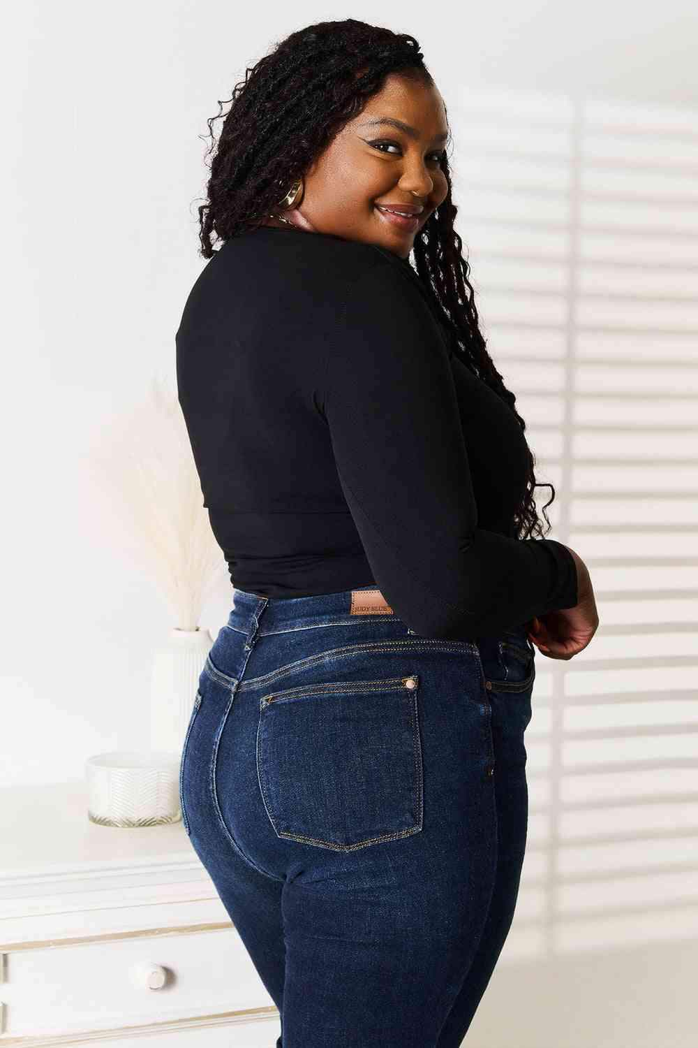 Basic Bae Asymmetrical Neck Long Sleeve Top - Trendsi - Flyclothing LLC