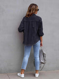 Distressed Drop Shoulder Denim Jacket - Trendsi - Flyclothing LLC
