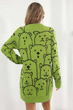 Bear Pattern Round Neck Sweater Dress - Trendsi - Flyclothing LLC
