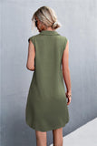 Buttoned Johnny Collar Sleeveless Dress - Trendsi