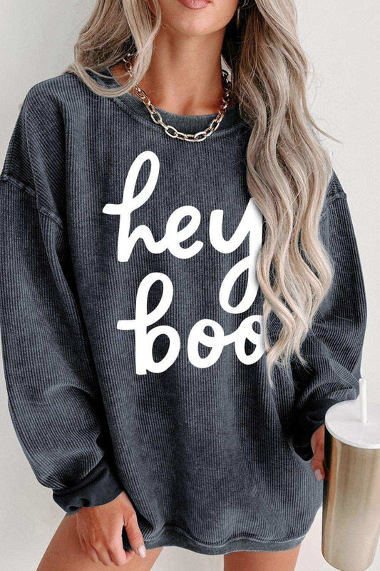 Round Neck Dropped Shoulder Graphic Sweatshirt - Trendsi - Flyclothing LLC