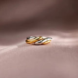 925 Sterling Silver Twisted Open Ring - Trendsi