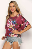 Floral Tie Hem Flounce Sleeve Top - Trendsi - Flyclothing LLC
