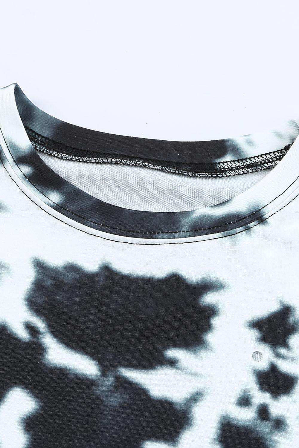 Tie-Dye Round Neck Short Sleeve Tunic Tee - Trendsi - Flyclothing LLC