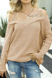 Wide Strap Cold Shoulder Pullover Sweater - Flyclothing LLC