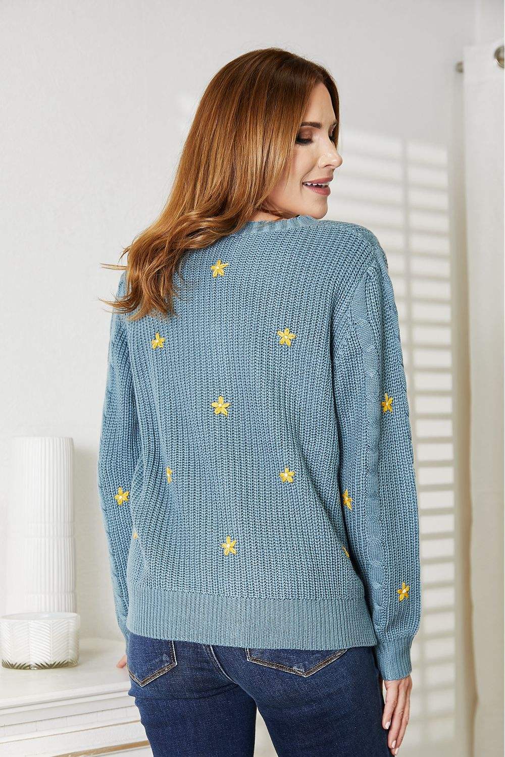 HEYSON Full Size Floral Embroidered Cable Cardigan - Trendsi - Flyclothing LLC
