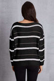 Striped Round Neck Dropped Shoulder Sweater - Trendsi - Flyclothing LLC
