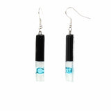 Long Rectangle Glass Dangle Earrings, Black Tie - Tili Glass - Calypso Glass - Flyclothing LLC