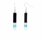 Long Rectangle Glass Dangle Earrings, Black Tie - Tili Glass - Calypso Glass