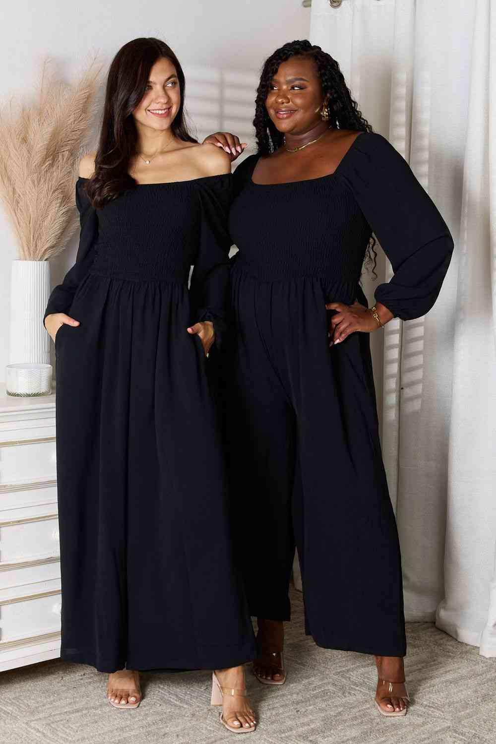 Double Take Square Neck Jumpsuit with Pockets - Trendsi - Flyclothing LLC