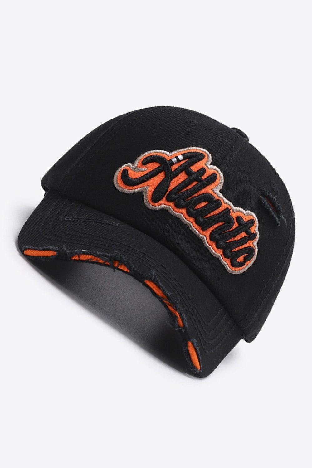 ATLANTIC Graphic Distressed Baseball Cap - Trendsi