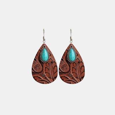 Artificial Turquoise Teardrop Earrings - Trendsi - Flyclothing LLC