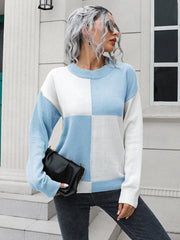 Contrast Drop Shoulder Sweater - Trendsi