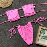 Frill Trim Ruched Bikini Set - Trendsi - Flyclothing LLC