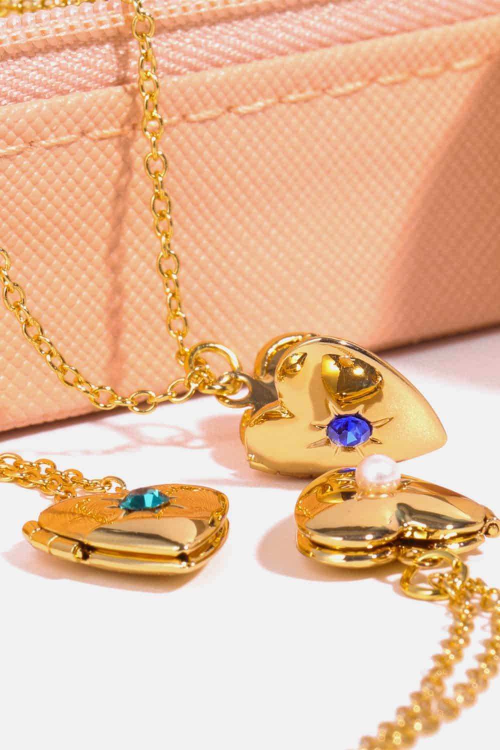 Zircon Heart Shape 14K Gold-Plated Pendant Necklace - Trendsi - Flyclothing LLC