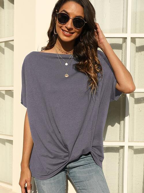 One Shoulder Short Sleeve T-Shirt - Trendsi