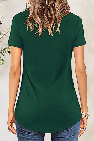 Crisscross Short Sleeve T-Shirt - Trendsi - Flyclothing LLC