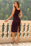 Sequin Sleeveless Slit Dress - Trendsi