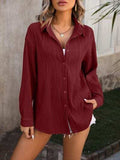 Button Up Dropped Shoulder Shirt - Trendsi - Flyclothing LLC