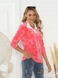 Tie-Dye Half Button Long Sleeve T-Shirt - Trendsi