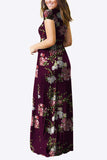 Full Size Printed Round Neck Short Sleeve Dress with Pockets - Trendsi - Flyclothing LLC