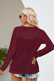 Lace-Up Slit Knit Top - Trendsi - Flyclothing LLC
