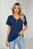 Decorative Button V-Neck Tee - Trendsi - Flyclothing LLC
