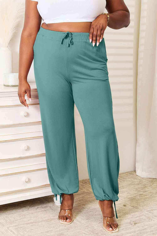 Basic Bae Full Size Soft Rayon Drawstring Waist Pants with Pockets - Trendsi - Flyclothing LLC
