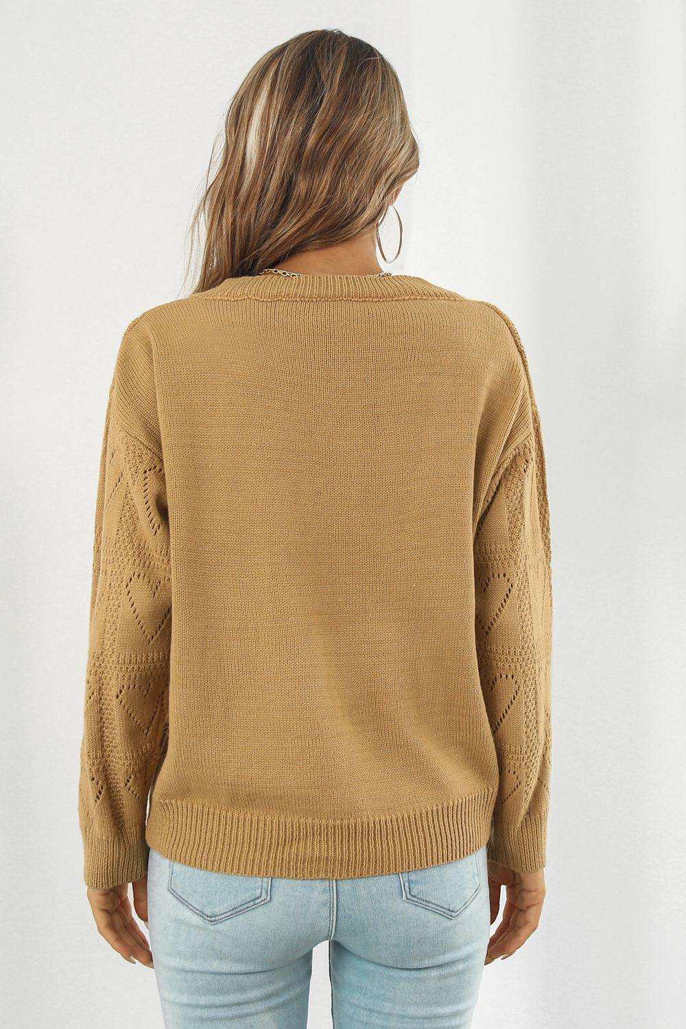 V-Neck Drop Shoulder Sweater - Trendsi - Flyclothing LLC