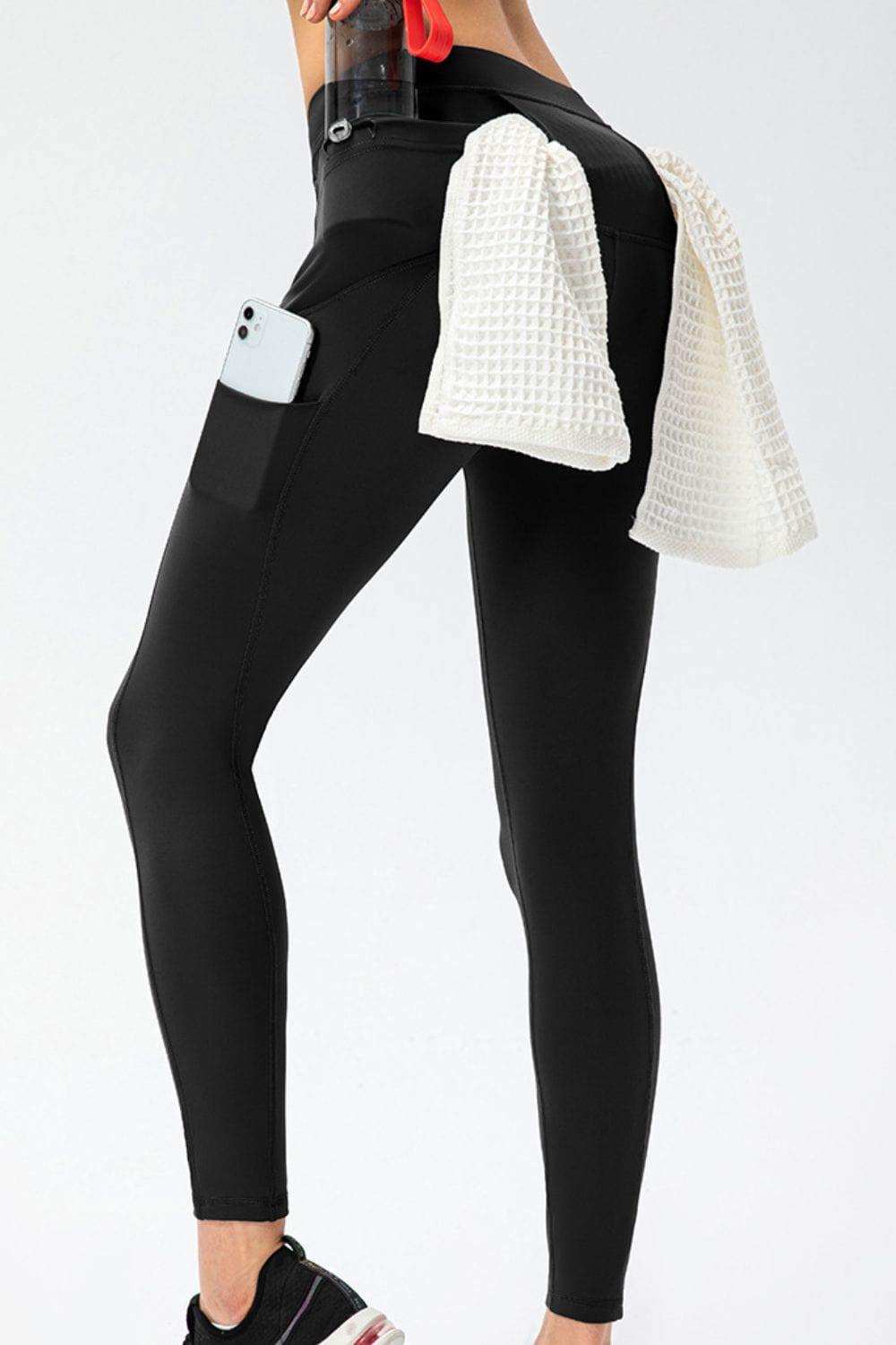 Full Size Slim Fit High Waist Long Sports Pants with Pockets - Trendsi - Flyclothing LLC