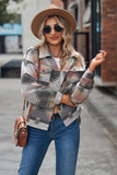 Printed Collared Neck Jacket - Trendsi