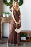 First Love Tie Back Sleeveless Slit Wide Leg Jumpsuit - Trendsi