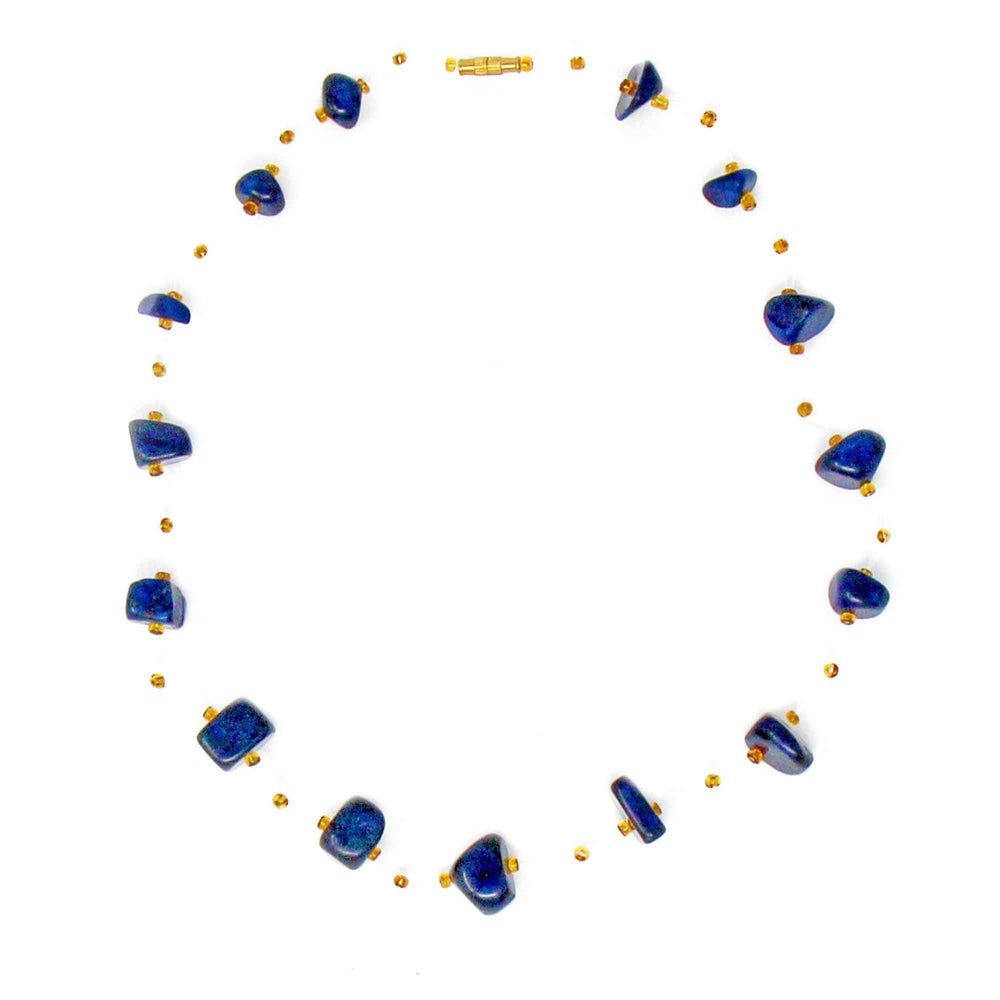 Floating Stone & Maasai Bead Necklace, Navy - Jedando - Flyclothing LLC