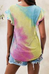 Printed Round Neck Short Sleeve T-Shirt - Trendsi - Flyclothing LLC