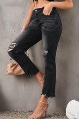 Stylish Distressed Cropped Jeans - Flyclothing LLC