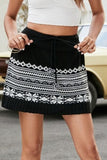Drawstring Geometric Mini Sweater Skirt - Trendsi