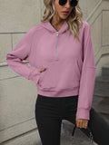 Zip-Up Raglan Sleeve Hoodie with Pocket - Trendsi - Flyclothing LLC