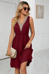 Contrast V-Neck Sleeveless Dress - Trendsi - Flyclothing LLC