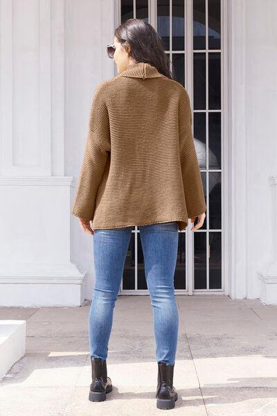 Tied Open Front Long Sleeve Cardigan - Trendsi