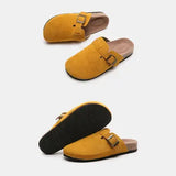 Suede Closed Toe Buckle Slide - Trendsi - Flyclothing LLC