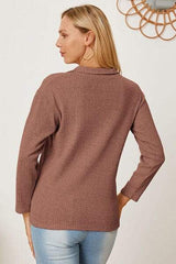 Collared Neck Dropped Shoulder T-Shirt - Trendsi - Flyclothing LLC