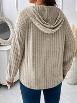 Plus Size Drawstring Dropped Shoulder Hooded T-Shirt - Trendsi - Flyclothing LLC