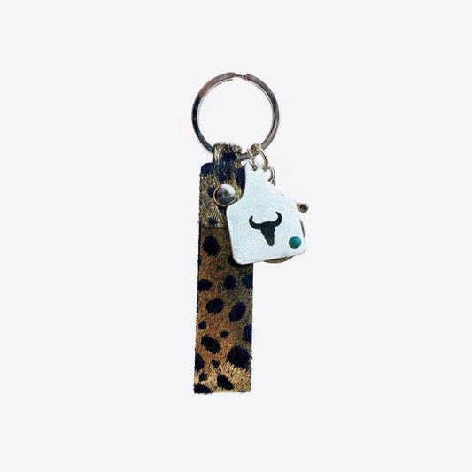 Genuine Leather Alloy Keychain - Trendsi