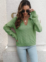 Johnny Collar Dropped Shoulder Sweater - Trendsi - Flyclothing LLC
