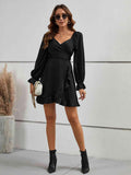 Flounce Sleeve Ruffled Mini Dress - Trendsi